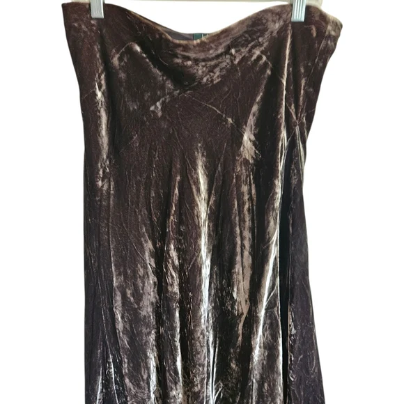 Lauren Ralph Lauren Brown Velvet Midi Skirt - Picture 1 of 6